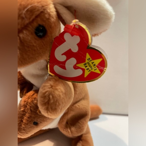 Ty Beanie Babies Pouch The Kangaroo w/ baby kanga PVC Pellets RARE Retired - Picture 4 of 10